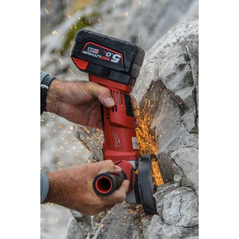 HD28 AG125-502X - Szlifierka kątowa śr. 125 mm, 28 V, 5.0 Ah, HEAVY DUTY, w walizce, z 2 akumulatorami i ładowarką