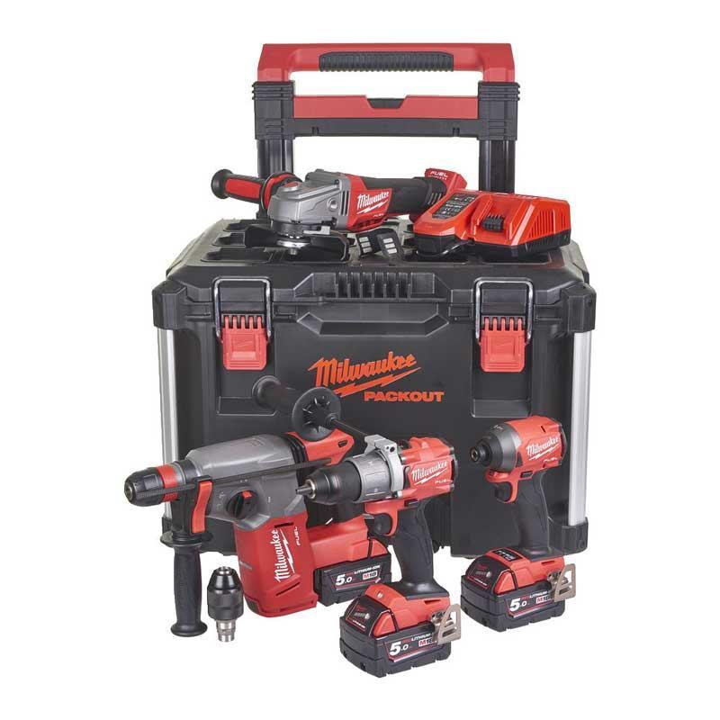 M18 FPP4B-503P - Zestaw POWERPACK M18™, M18 FPD2, M18 FID2, M18 CAG125XPDB, M18 CHX, 3 x 5.0 Ah + ładowarka, w skrzyni