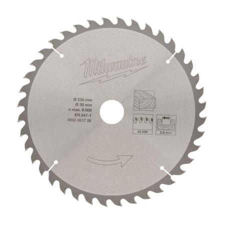 4932451726 - Tarcza pilarska do drewna 235x30 mm, 40 zębów