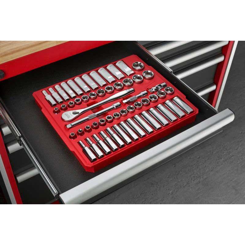 4932464946 - 3/8 Drive 56 pc Ratchet + Socket Set SAE + Metric 4932464946 - 3/8 Drive 56 pc Ratchet + Socket Set SAE + Metric