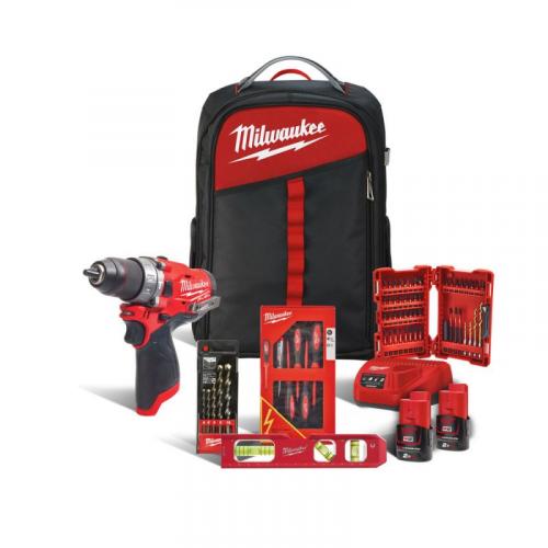 M12 FPD-202BH - Electrician kit, M12 FPD-202X, drill bits and accessories, insulated screwdrivers, level + backpack, 4933471383