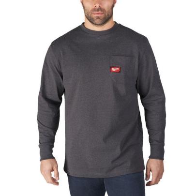 WTLSG-L - Koszulka z długim rękawem szara WORKSKIN™, rozmiar L