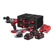 M18 FPP2D2-553P - Zestaw POWERPACK M18™, M18 FPD2, M18 CAG125X, 3 x 5.5 Ah + ładowarka, w skrzyni PACKOUT