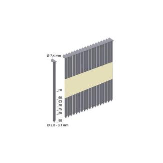 4932478396 - Gwoździe z główką typu "D" do M18FFN, 2,8 x 50 mm 34° (4 tys. szt.)