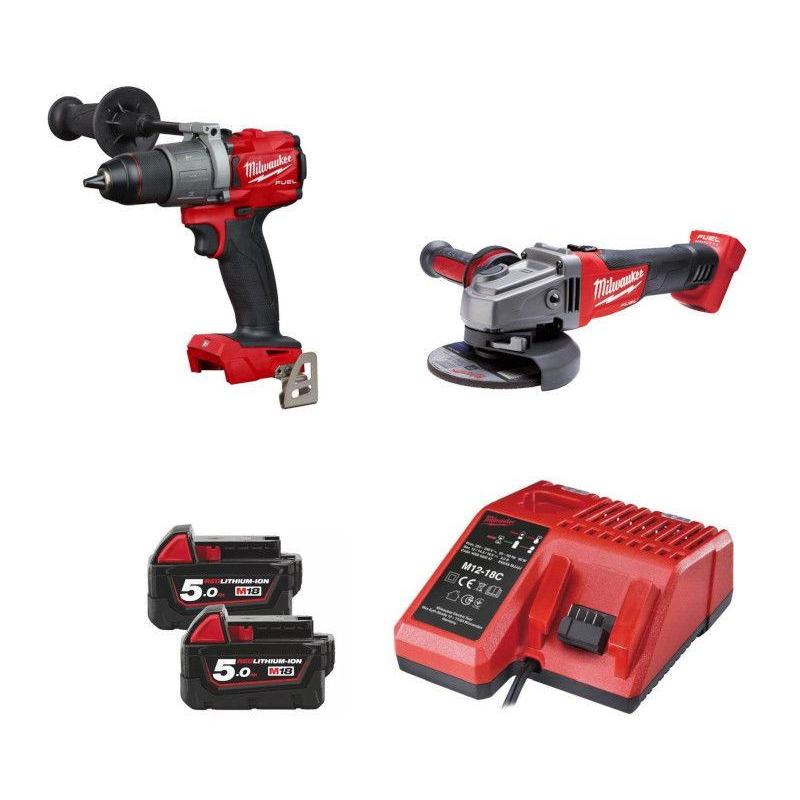 M18FPD2-CAG125X - Zestaw POWERPACK M18™, M18 FPD2, M18 CAG125X, 2 x 5.0 Ah + ładowarka, w walizce