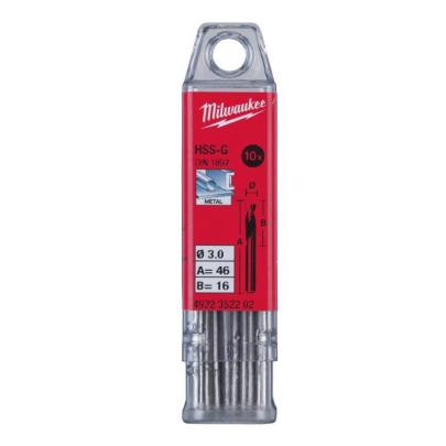 4932352202 - Wiertło do metalu HSS-G, krótkie, 3,0 x 16/46 mm (10 szt.)