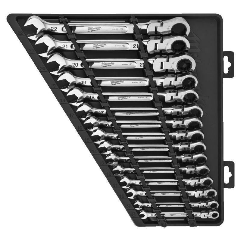 4932478558 - Zestaw kluczy płasko-oczkowych MAXBITE™ z ruchomą główką grzechotki 15 szt. - metryczny, od 8 do 22 mm