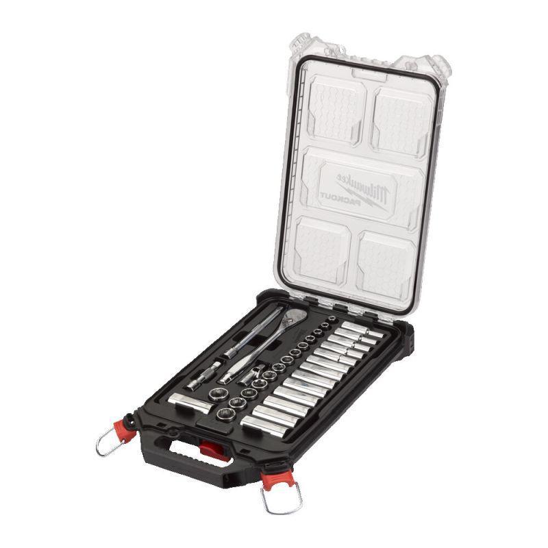 4932478813 - Zestaw nasadek 3/8" z grzechotką i akcesoriami, w organizerze Slim PACKOUT™ średnim (32 szt.)