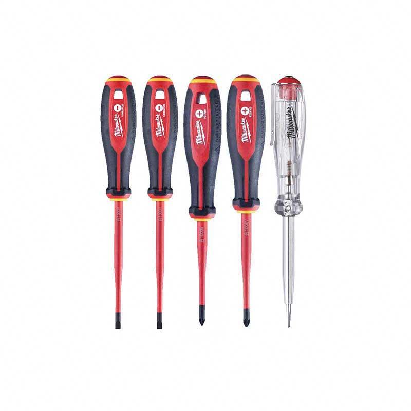 MILWAUKEE - 4932478737 - Set of 5 insulated screwdrivers VDE slotted ...