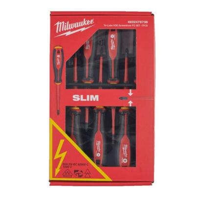 4932478738 - Zestaw 7 wkrętaków izolowanych VDE płaskie, Phillips, Pozidriv, 2,5 - 4 mm, PH2, PZ1 - PZ2, próbnik napięcia