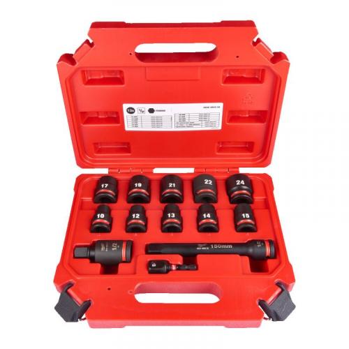 4932480456 - Set of short impact sockets Shockwave with accessories 1/2", 10 - 24 mm (13 pcs)