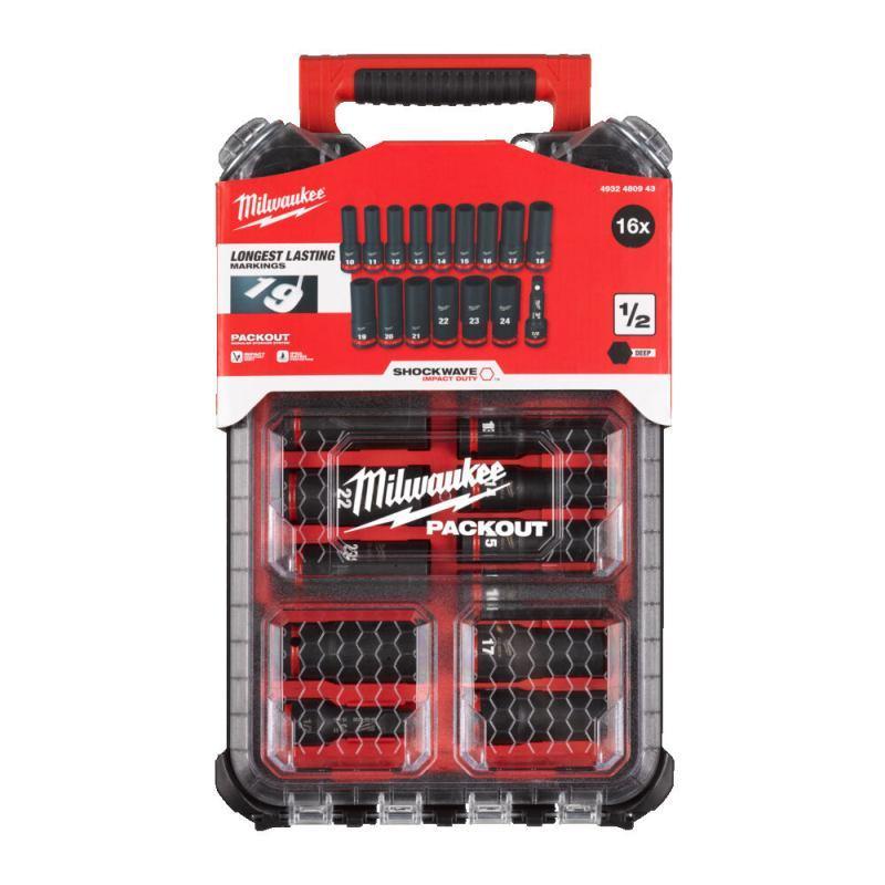 4932480943 - Zestaw nasadek udarowych długich Shockwave 1/2" z przedłużką, 10 - 24 mm, w organizerze PACKOUT™ średnim (17 szt.) 4932480943 - Zestaw nasadek udarowych długich Shockwave 1/2" z przedłużką, 10 - 24 mm, w organizerze PACKOUT™ średnim (17 szt.)