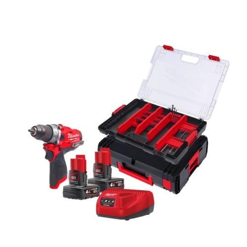 M12 FPD-402XA - Sub compact 2-speed percussion drill 12 V, 4.0 Ah, with 2 batteries and charger