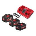 M18 HNRGO1-823 - Set of 3 batteries M18™ HIGH OUTPUT™, Li-ion 18 V, 8.0 Ah, 2 x 12.0 Ah + dual bay rapid charger, 4932492933