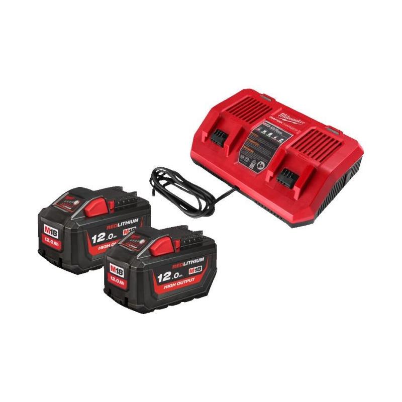 Milwaukee M18 18-Volt Lithium-Ion Dual Bay Rapid Battery Charger with (2) M18 5.0Ah Batteries