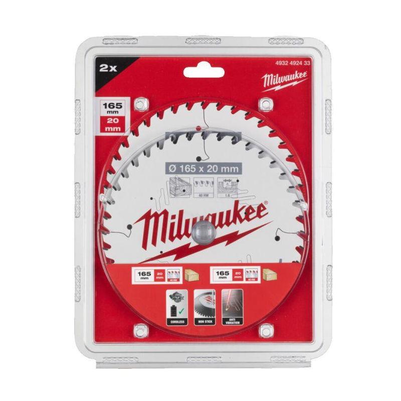 4932492433 - Zestaw tarcz pilarskich do drewna 165 x 20 mm, 40 zębów (2 szt.)