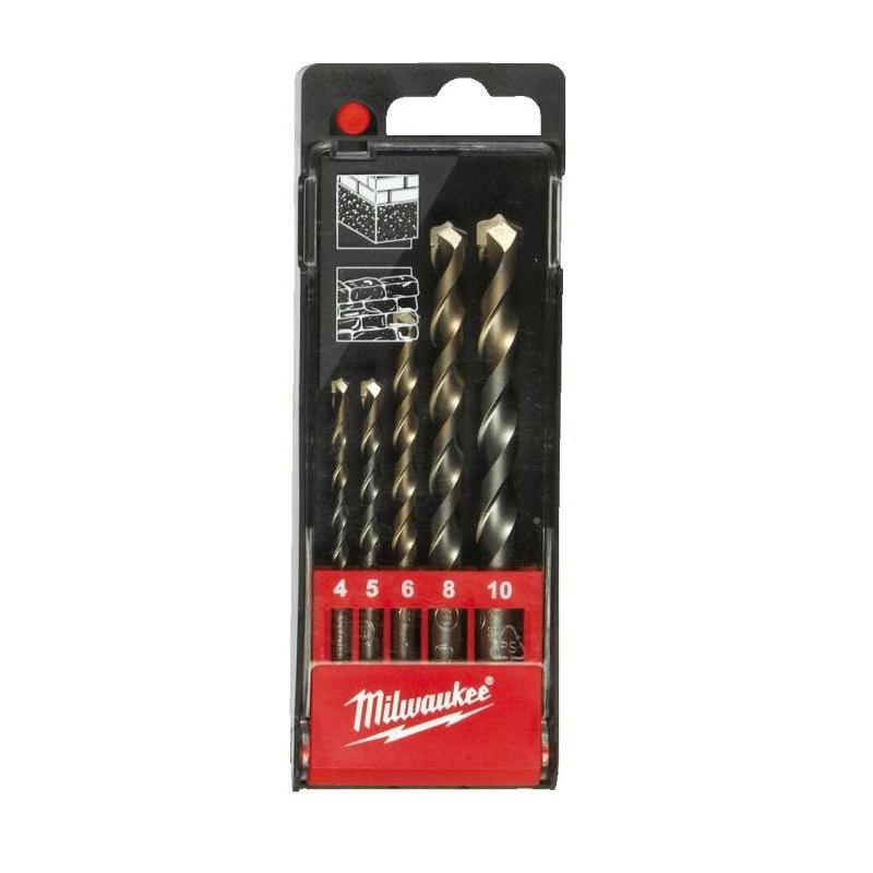 4932480157 - Zestaw wierteł udarowych do betonu z uchwytem cylindrycznym, 2-ostrzowe, 4 - 10 mm (5 szt.)