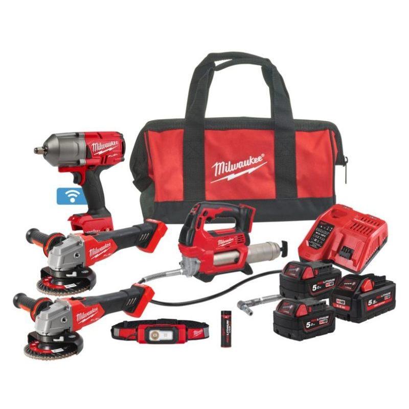 M18 FPP5N-554B - Zestaw POWERPACK M18™, M18 ONEFHIWF12, M18 GG, M18 FSAG125X, L4 HL-VIS, 2x 5.0Ah, 1x 5.5Ah, 1x 3.0Ah +ładowarka M18 FPP5N-554B - Zestaw POWERPACK M18™, M18 ONEFHIWF12, M18 GG, M18 FSAG125X, L4 HL-VIS, 2x 5.0Ah, 1x 5.5Ah, 1x 3.0Ah +ładowarka