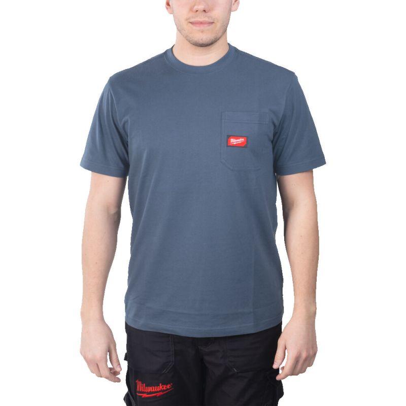 WTSSBLU-M - T-shirt z kieszonką z krótkim rękawem, niebieski, rozmiar M