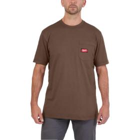 WTSSBR-M - T-shirt z kieszonką z krótkim rękawem, brązowy, rozmiar M