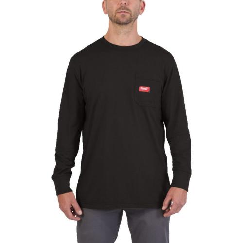 WTLSBL-M - T-shirt z kieszonką z długim rękawem, czarny, rozmiar M