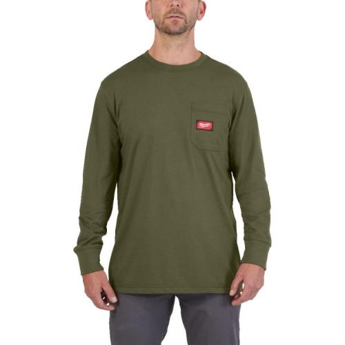 WTLSGRN-M - T-shirt z kieszonką z długim rękawem, zielony, rozmiar M