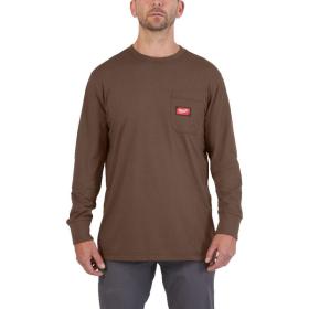 WTLSBR-L - T-shirt z kieszonką z długim rękawem, brązowy, rozmiar L