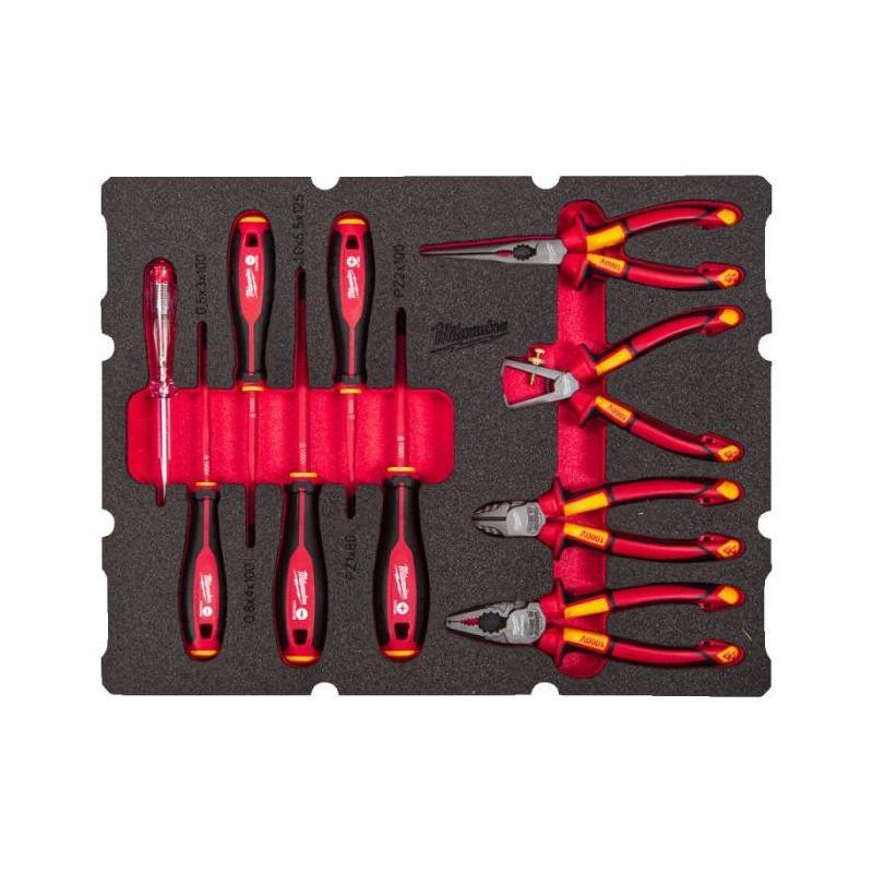 4932493637 - Moduł szczypiec i wkrętaków VDE + próbnik napięcia do szuflad PACKOUT (10 szt.), wkładka piankowa