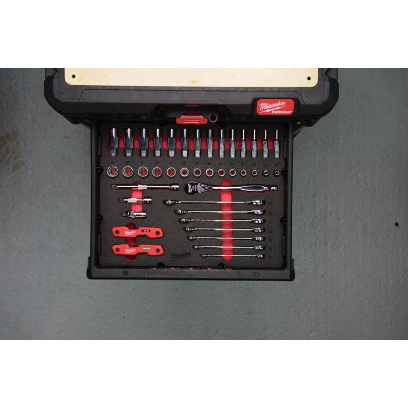 4932493640 - Moduł nasadek i akcesoriów 3/8" i kluczy płasko-oczkowych do szuflad PACKOUT (55 szt.), wkładka piankowa 4932493640 - Moduł nasadek i akcesoriów 3/8" i kluczy płasko-oczkowych do szuflad PACKOUT (55 szt.), wkładka piankowa