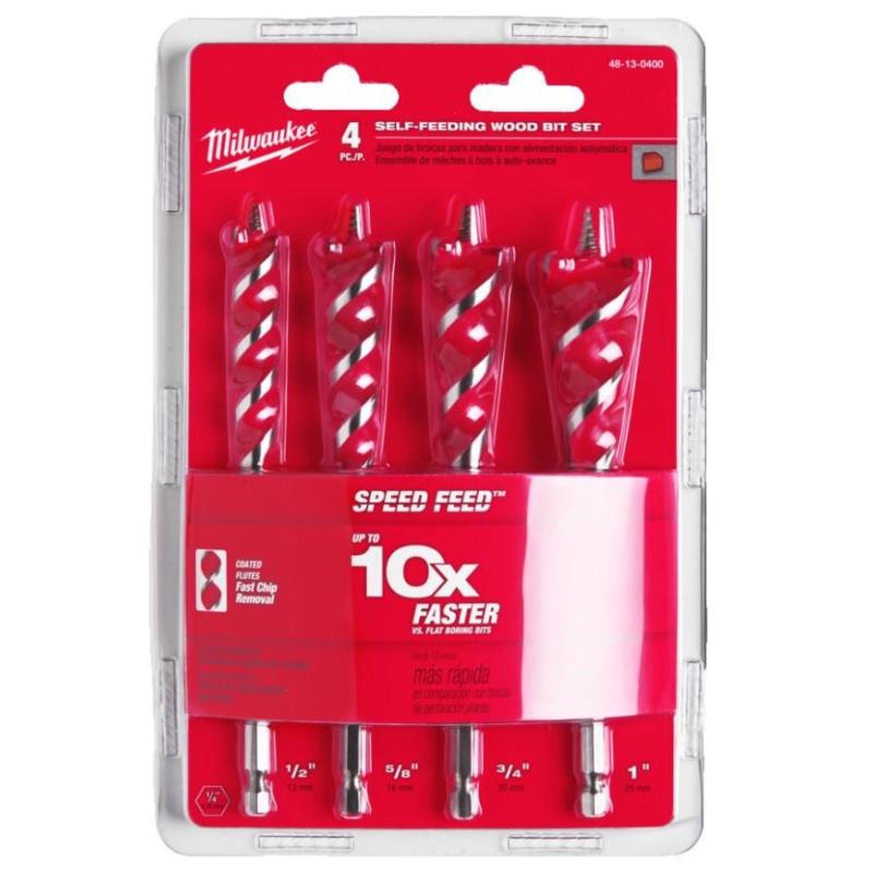 48130400 - Zestaw wierteł krętych do drewna, uchwyt Hex 1/4", 13 - 25 mm (4 szt.)