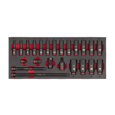 4932493390 - Moduł nasadek długich i akcesoriów udarowych 3/8", 6 - 22 mm (23 szt.), wkładka piankowa