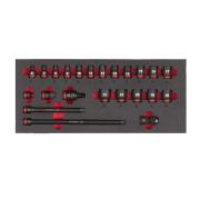 4932493388 - Moduł nasadek krótkich i akcesoriów udarowych 3/8", 6 - 22 mm (23 szt.), wkładka piankowa