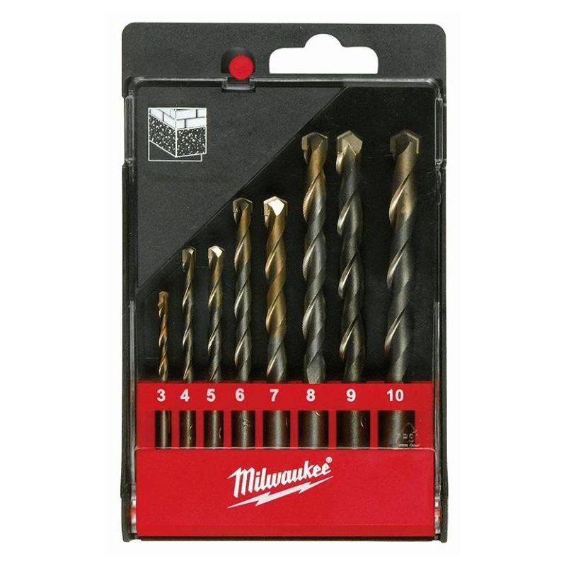 4932480158 - Zestaw wierteł udarowych do betonu z uchwytem cylindrycznym, 2-ostrzowe, 3 - 10 mm (8 szt.)