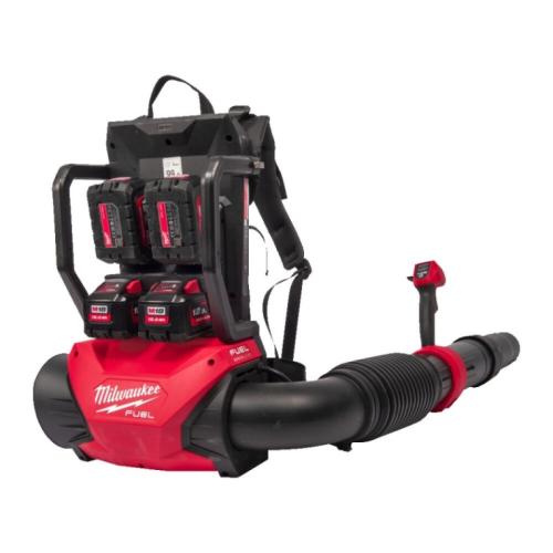 M18 F2BPB-124 - Dual battery backpack blower 18 V, 12.0 Ah, FUEL™, with 4 baterries and charger