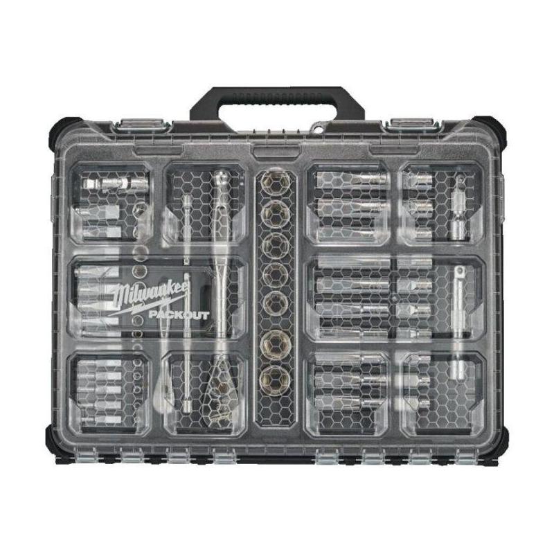 4932493661 - Zestaw nasadek 1/4" i 1/2" z grzechotką i akcesoriami, 4 - 26 mm, w organizerze Slim PACKOUT™ dużym (63 szt.) 4932493661 - Zestaw nasadek 1/4" i 1/2" z grzechotką i akcesoriami, 4 - 26 mm, w organizerze Slim PACKOUT™ dużym (63 szt.)
