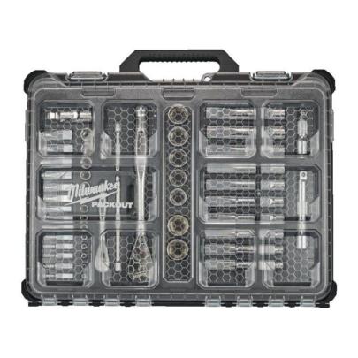 4932493661 - Zestaw nasadek 1/4" i 1/2" z grzechotką i akcesoriami, 4 - 26 mm, w organizerze Slim PACKOUT™ dużym (63 szt.)