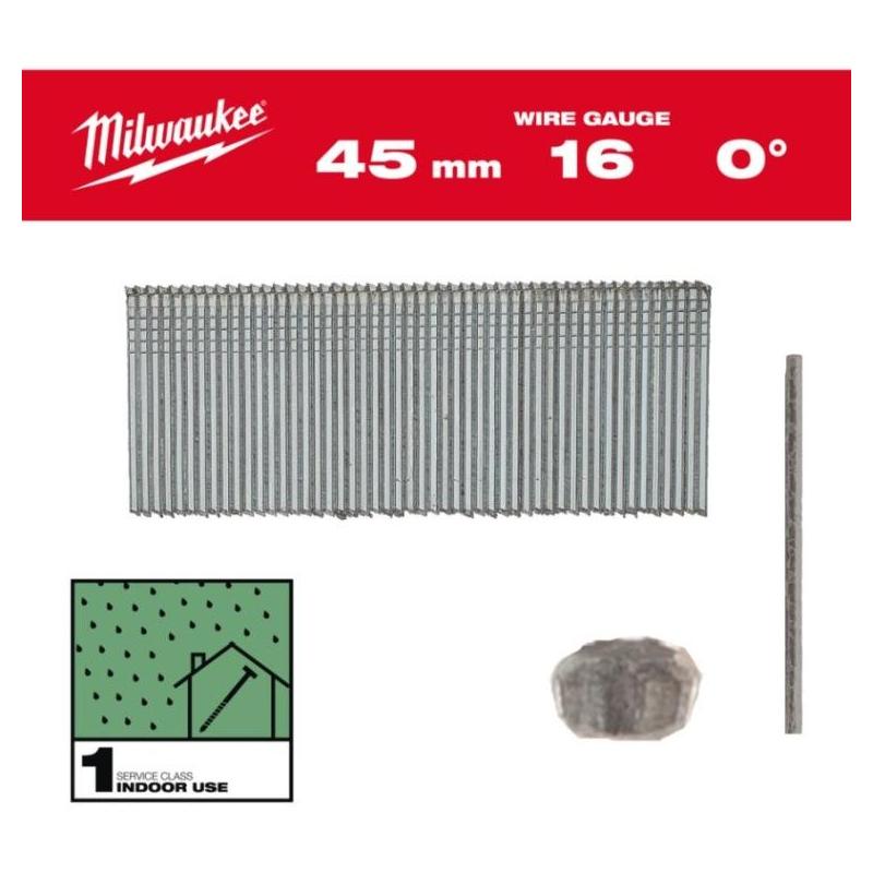 4932498315 - Sztyfty galwanizowane 16G z cienką główką do M18 FN16GS, 1,6 x 45 mm 0° (2,5 tys. szt.) 4932498315 - Sztyfty galwanizowane 16G z cienką główką do M18 FN16GS, 1,6 x 45 mm 0° (2,5 tys. szt.)