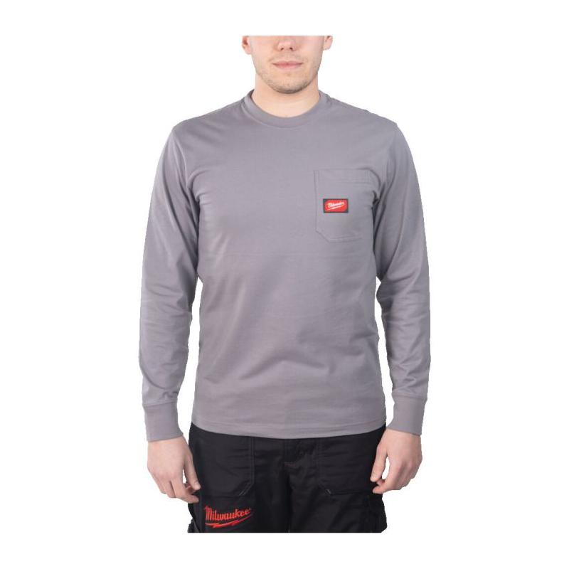 MILWAUKEE - WTLSGR-L - Work T-shirt long sleeve, grey, size L - 4932493040