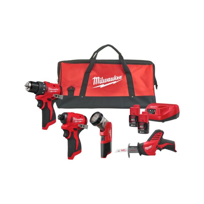 M12 BLPP4A-202B - Zestaw POWERPACK M12™, M12 BLDDRC, M12 BLIDRC, C12 HZ, M12 TLED, 2 x 2.0 Ah + ładowarka, w torbie, 4933499693