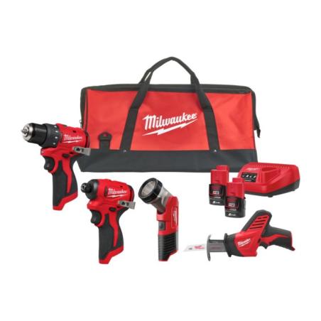 M12 BLPP4A-202B - Zestaw POWERPACK M12™, M12 BLDDRC, M12 BLIDRC, C12 HZ, M12 TLED, 2 x 2.0 Ah + ładowarka, w torbie, 4933499693