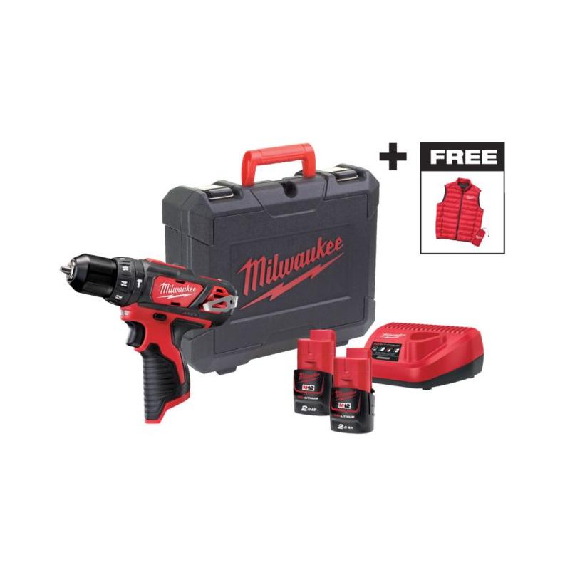 M12 BPDMC-202C - Kompaktowa wiertarko-wkrętarka udarowa 12 V, w walizce, 2 x 2.0 Ah i ładowarka + kamizelka, 4933499465