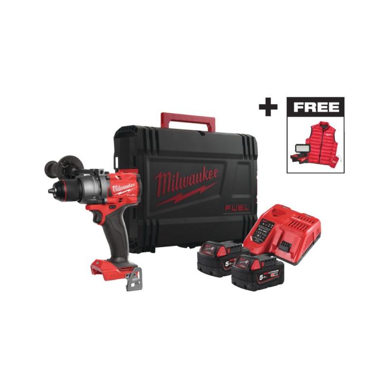 M18 FPD3MC-502X - Wiertarko-wkrętarka udarowa 158 Nm, 18 V, FUEL™, w walizce, 2 x 5.0 Ah + reflektor i kamizelka, 4933499451