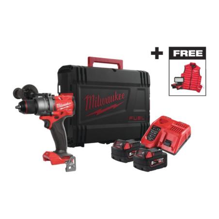 M18 FPD3MC-502X - Wiertarko-wkrętarka udarowa 158 Nm, 18 V, FUEL™, w walizce, 2 x 5.0 Ah + reflektor i kamizelka, 4933499451
