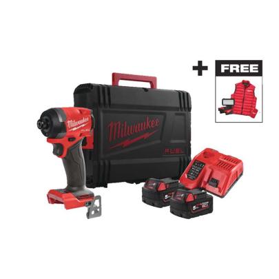 M18 FID3MC-502X - Zakrętarka udarowa 1/4" HEX 18 V, FUEL™, w walizce, 2 x 5.0 Ah i ładowarka + reflektor i kamizelka, 4933499450