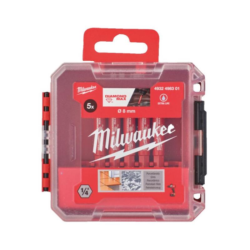 4932498301 - Zestaw wierteł diamentowych Hex Diamond Max do wiercenia na mokro/sucho, 8 mm (5 szt.)