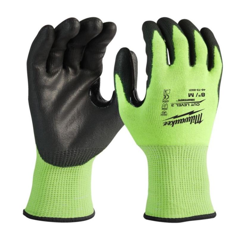 4932492918 - Rękawice odporne na przecięcia o podwyższonej widzialności, poziom ochrony 3/C, rozmiar S/7 (12 par)