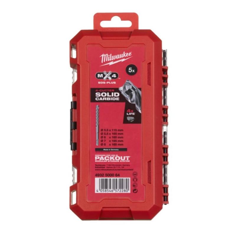 4932500064 - Zestaw wierteł udarowych do betonu SDS-Plus MX4, 4-ostrzowe, 5,5 - 8 mm (5 szt.)