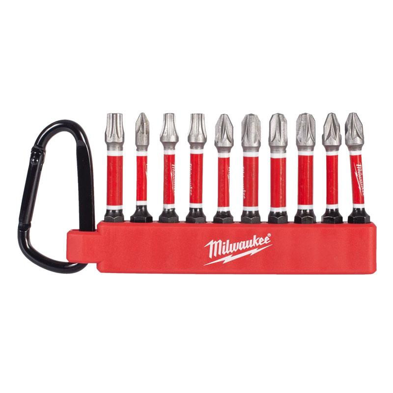 4932500397 - Zestaw bitów udarowych Shockwave do śrub Pozidriv i Torx, PZ1 - PZ3, TX20 - TX30 (10 szt.) + karabińczyk