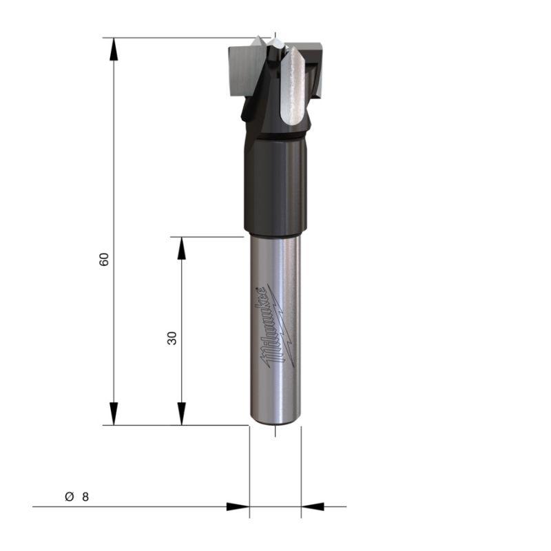 4932501041 - Carbide-tipped wood hole saw, 8 mm shank, 15 x 60 mm