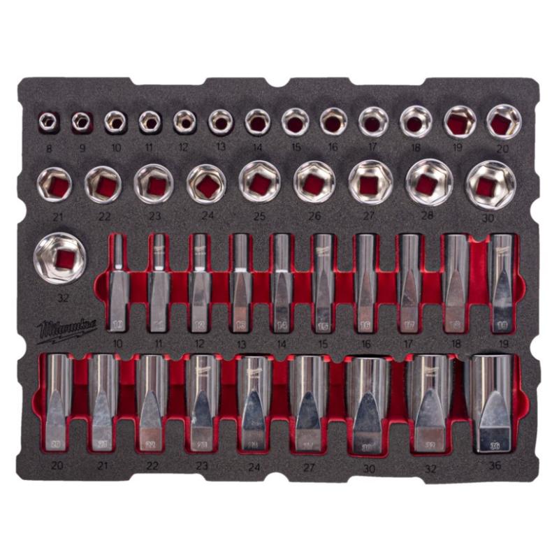 4932501869 - 1/2" Short and Long Socket Set for PACKOUT Drawers, 8 - 36 mm (42 pcs.), foam insert